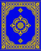 Royal Blue Golden Floral Medallion Rug