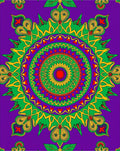 Vibrant Purple Green Medallion Art Rug