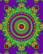 Vibrant Purple Green Medallion Art Rug