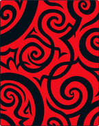 Bold Red Swirling Tribal Art Rug
