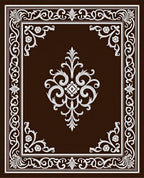 Rich Brown White Ornate Medallion Rug