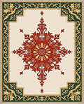Crimson Gold Floral Medallion Border Rug