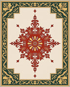 Crimson Gold Floral Medallion Border Rug