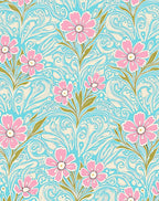 Pastel Pink Flower Swirl Cream Rug