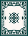 Emerald Green Ornate Frame Medallion Rug