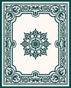 Emerald Green Ornate Frame Medallion Rug