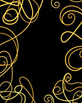 Luminous Golden Swirls Black Background Rug