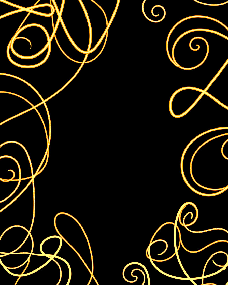 Luminous Golden Swirls Black Background Rug
