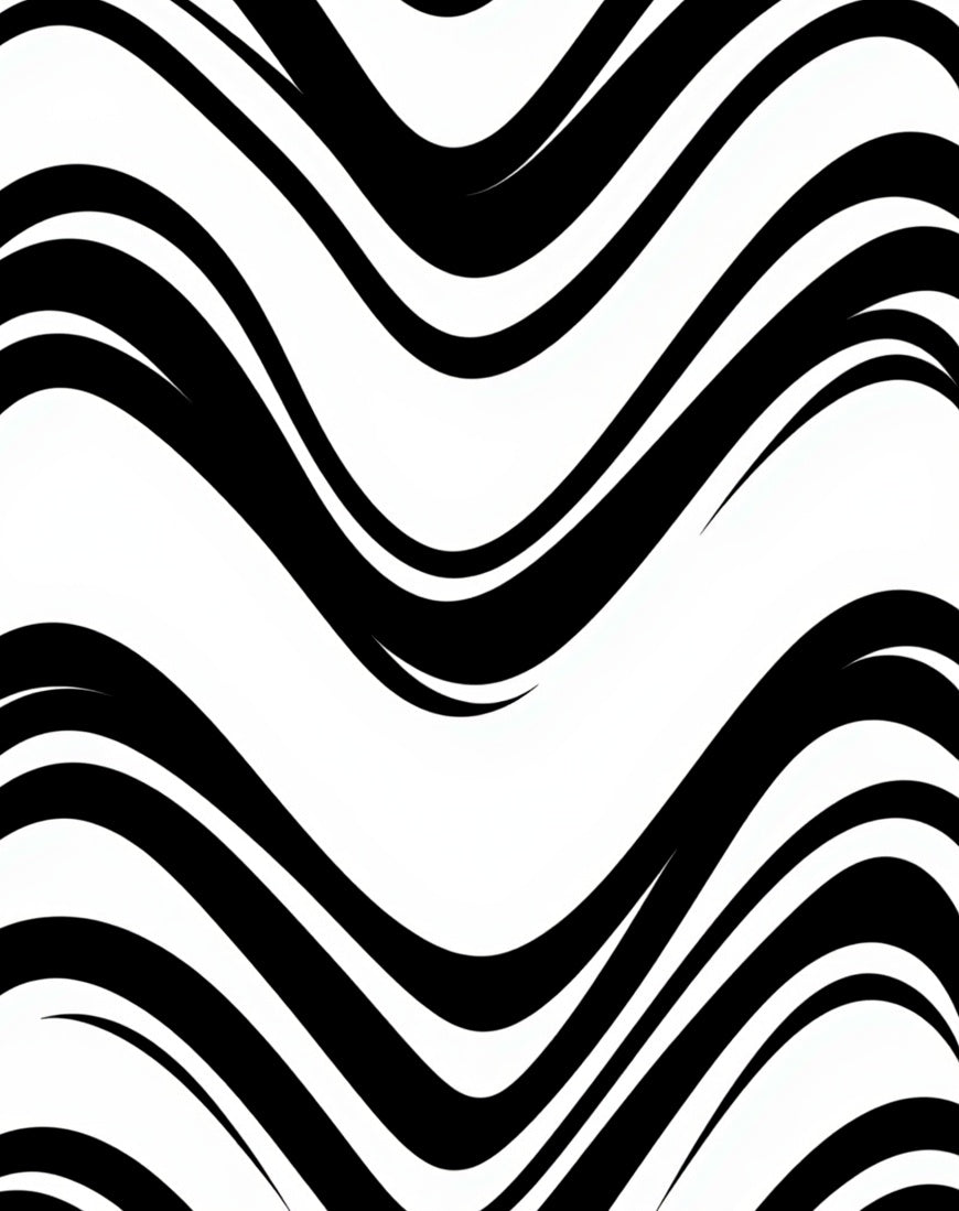Monochrome Flowing Curving Lines Rug