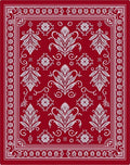 Crimson White Floral Acanthus Scroll Rug
