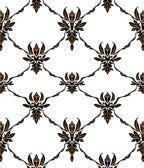 Ornate Black Gold Damask Trellis Rug