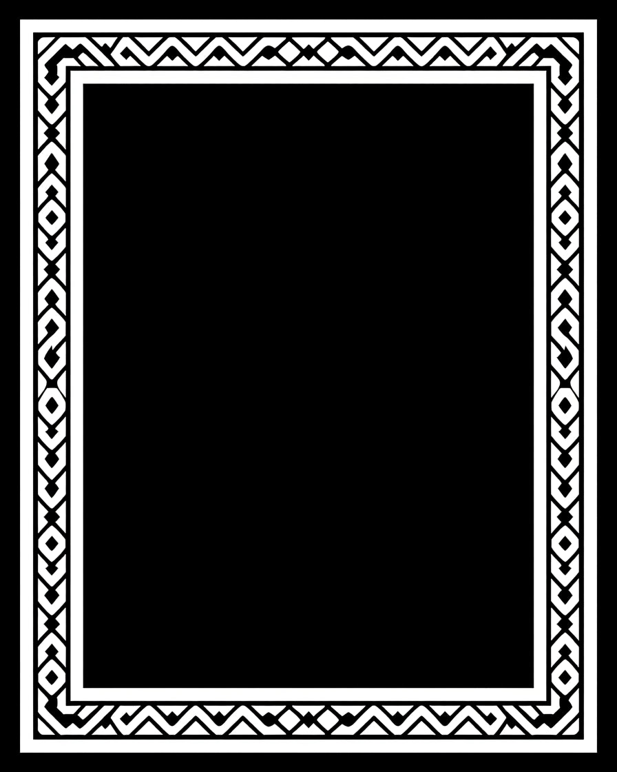 Bold White Geometric Border Frame Rug