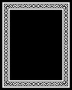 Bold White Geometric Border Frame Rug