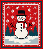 Festive Red Snowman and Trees Rug