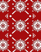 Crimson White Starburst Geometric Rug