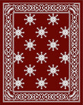 Crimson Snowflake Decorative Border Rug