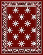 Crimson Snowflake Decorative Border Rug