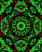 Vibrant Neon Floral Mandala Rug