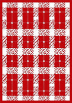 Red White Gingham Patchwork Check Rug