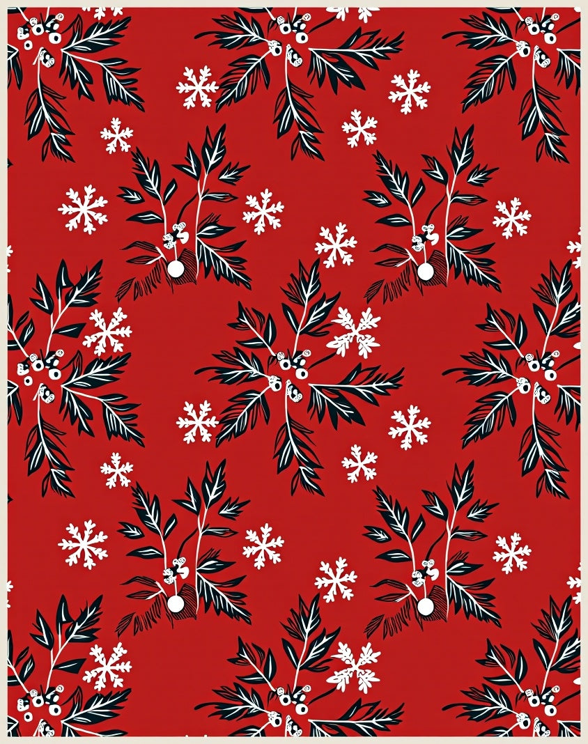 Crimson Holly Snowflake Garden Rug