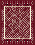 Crimson Geometric Overlay Cream Border Rug