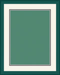 Deep Teal Cream Bordered Rectangle Rug