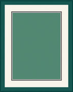 Deep Teal Cream Bordered Rectangle Rug