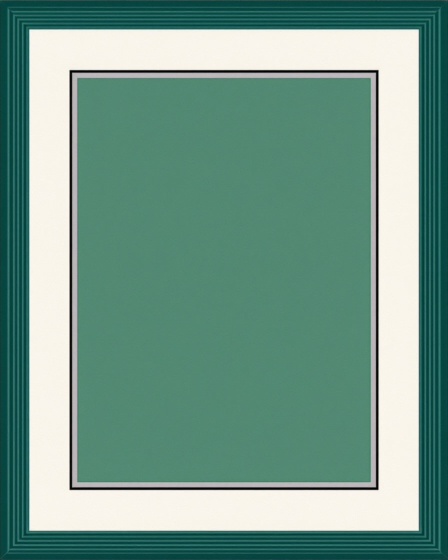 Deep Teal Cream Bordered Rectangle Rug