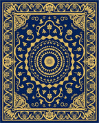 Ornate Navy Gold Mandala Rug
