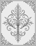 Ornate Black White Scrollwork Medallion Rug