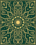 Emerald Gold Celestial Floral Medallion Rug