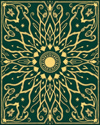 Emerald Gold Celestial Floral Medallion Rug