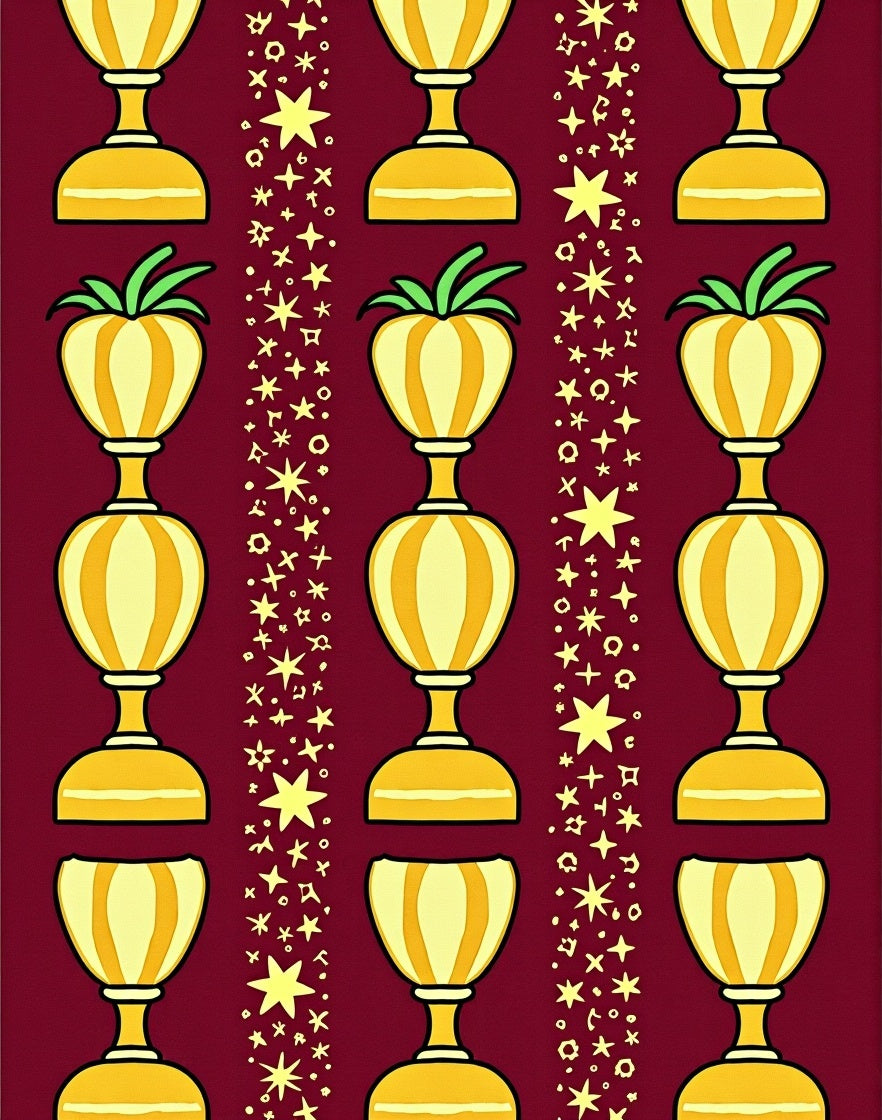 Golden Trophy Stars on Burgundy Background Rug