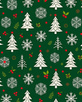 Holiday Trees Snowflakes Holly Berries Red Rug