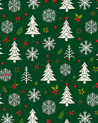 Holiday Trees Snowflakes Holly Berries Red Rug