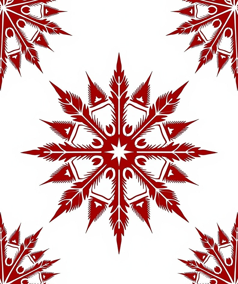 Crimson Radial Leaf Star Rug