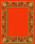 Golden Floral Red Scroll Border Rug