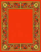 Golden Floral Red Scroll Border Rug