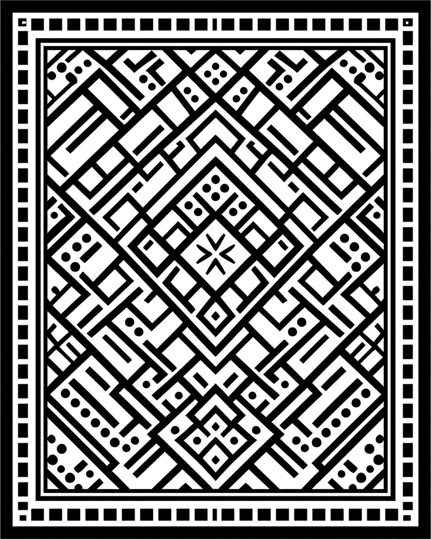 Geometric Black White Maze Rug