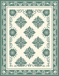 Vintage Teal Floral Medallion Border Rug