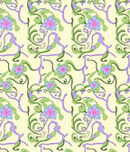 Pastel Floral Vine Swirl Rug