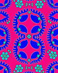 Vibrant Pink Blue Floral MedallionRug Rug