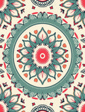 Coral Teal Floral Medallion Rug