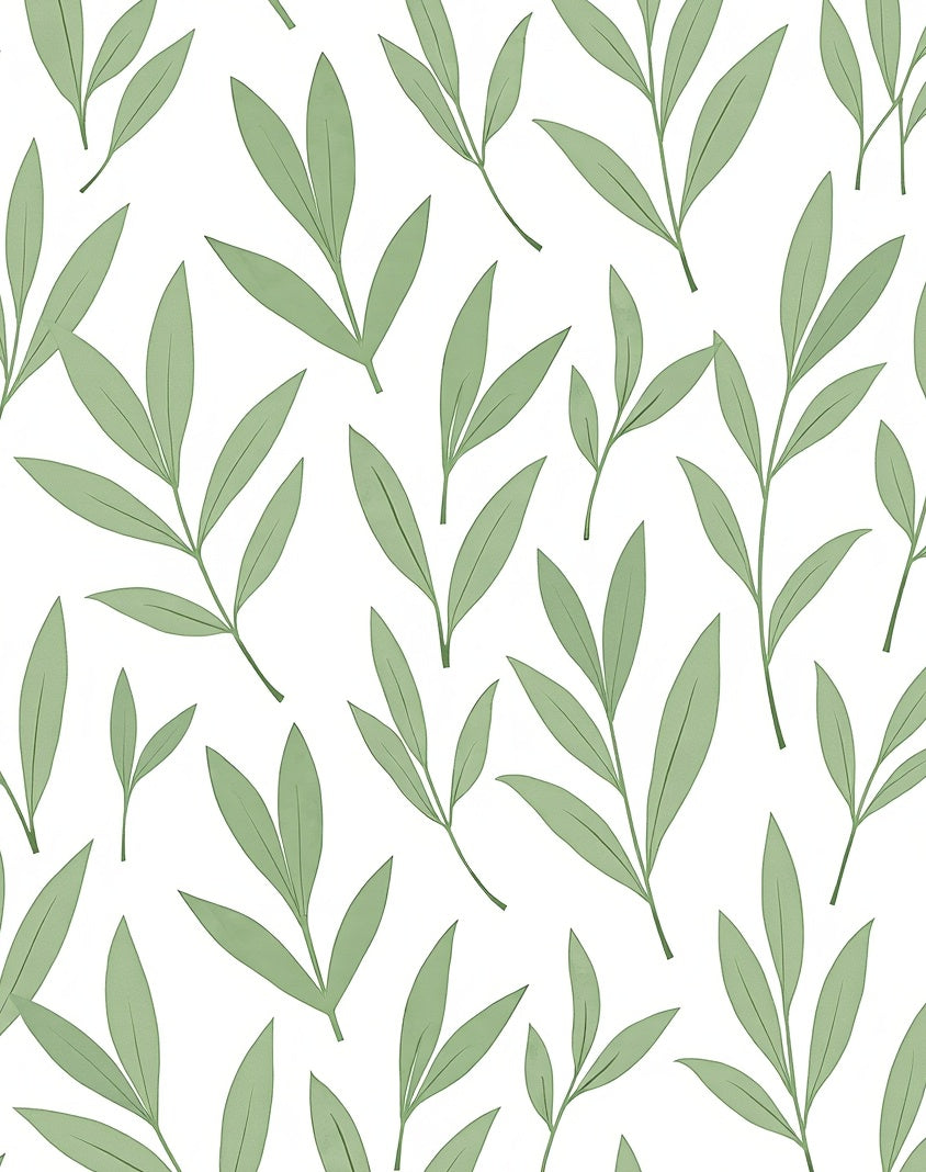 Soft Sage Green Botanical Branches Rug