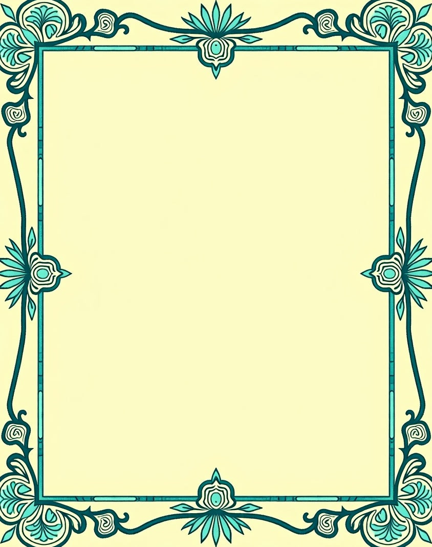Turquoise Vintage Floral Border Rug