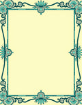 Turquoise Vintage Floral Border Rug