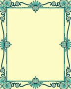 Turquoise Vintage Floral Border Rug