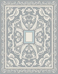 Elegant Gray Floral Scroll Artwork Rug