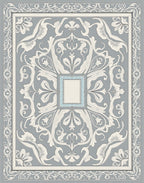 Elegant Gray Floral Scroll Artwork Rug