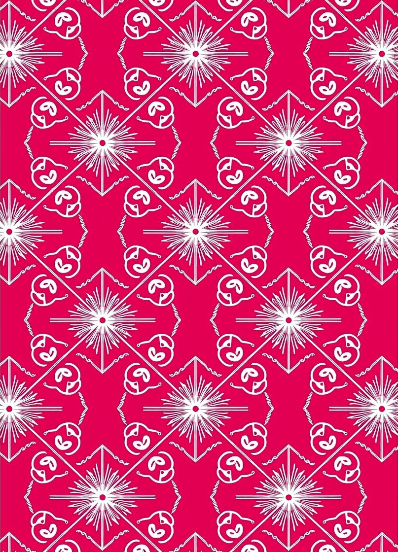 Vibrant Pink Starburst Scroll Medallion Rug
